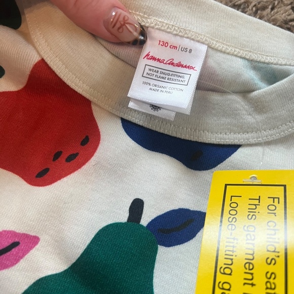 NWT Hanna Andersson colorful pear long john pajama set size 8 multicolor - Picture 4 of 4